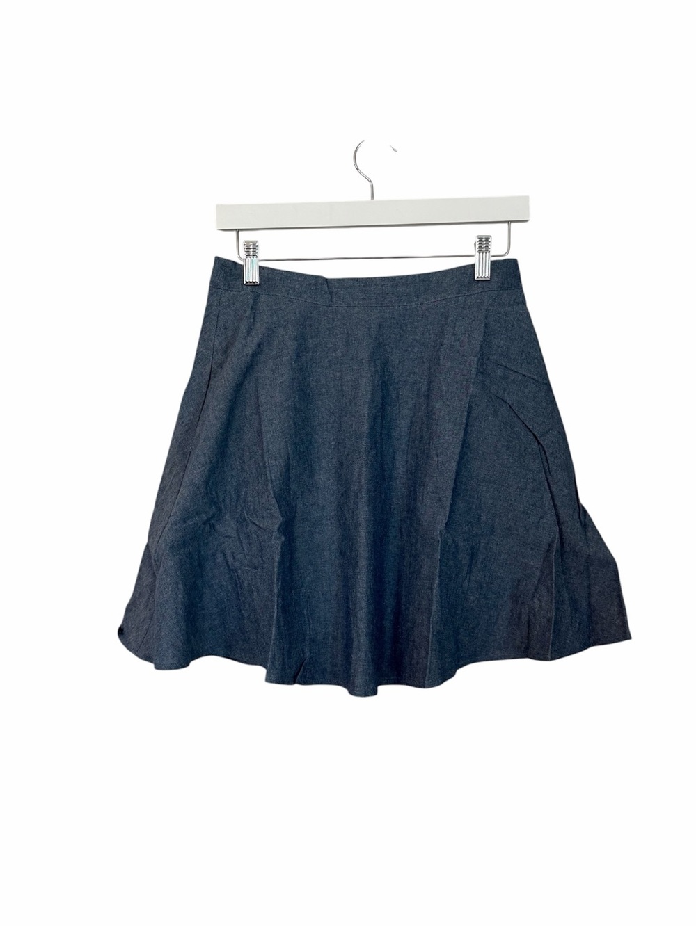 Tulip B Women’s Medium Wash Blue Chambray Flared Skirt with Pockets Sz M NWT